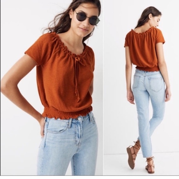 Madewell texture and thread drawstring shirt sz large - Picture 2 of 6